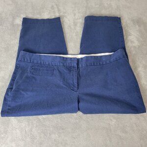 Lands End Womens Pants 18W Plus Capri Blue Zip Fly Cotton Blend Pockets CAP47E